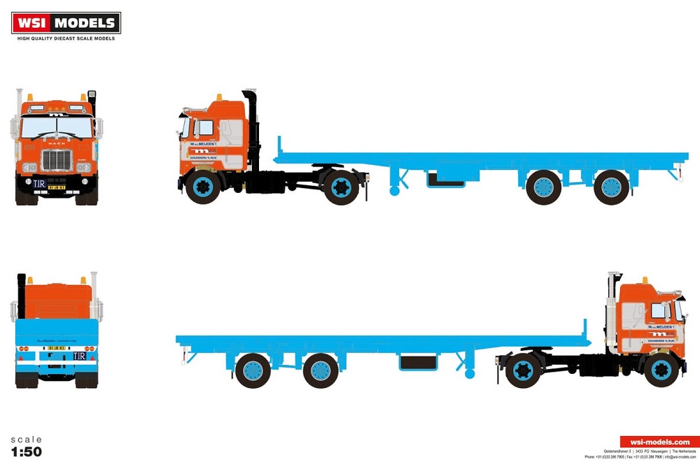 Mack F700 + Auflieger van der Meijden Wsi Models 01-4408 Masstab 1/50 