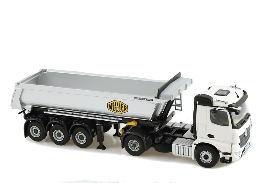 Mercedes-Benz Arocs + semi trailer Meiller grau Nzg Modelle 1002/40 Maßstab 1/50 