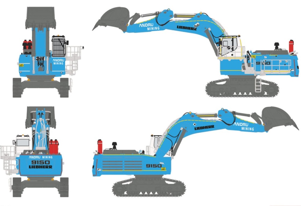 Modell Bagger Liebherr R 9150 Hohe Kabiene Andru Mining Wsi Models 61-2012 Masstab 1/50 