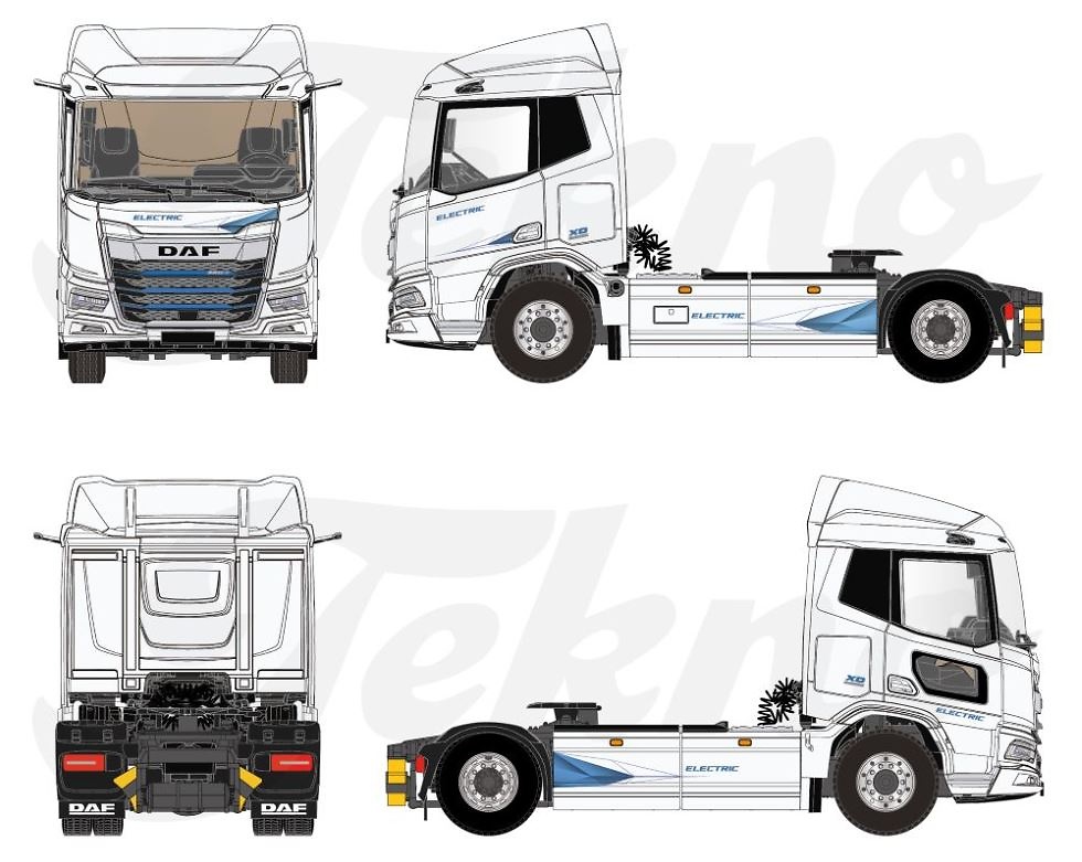 Modell-LKW DAF XD Electric Tekno 86666 Maßstab 1:50 