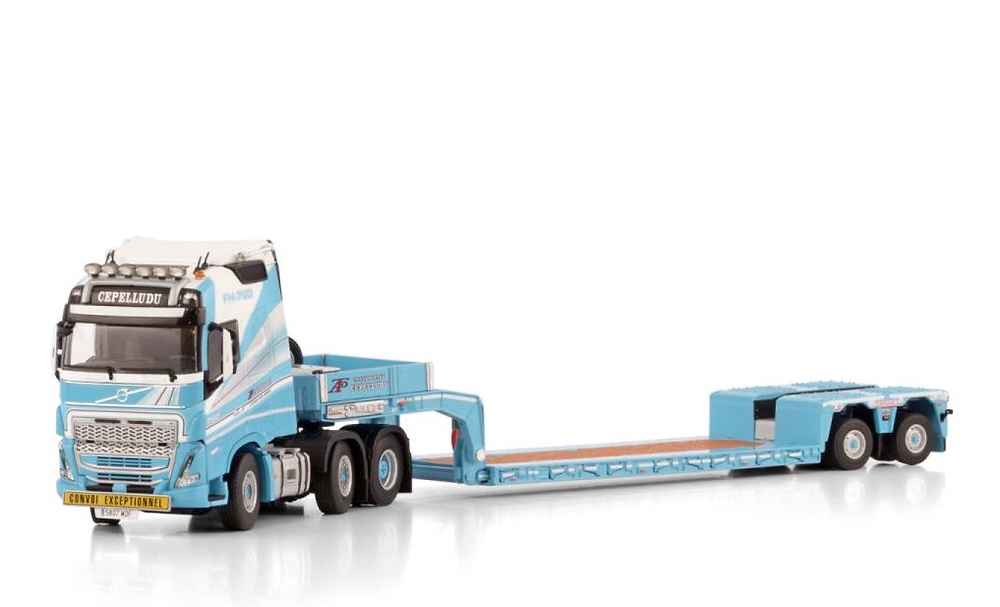 Modell Lkw Volvo FH5 Globetrotter + twin steer euro px low loader - Cepelludo Wsi Models 01-4378 Masstab 1/50 