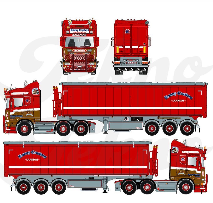 Scania R + Auflieger Stas kipper Ronny Ceusters Tekno 87454 Masstab 1/50 