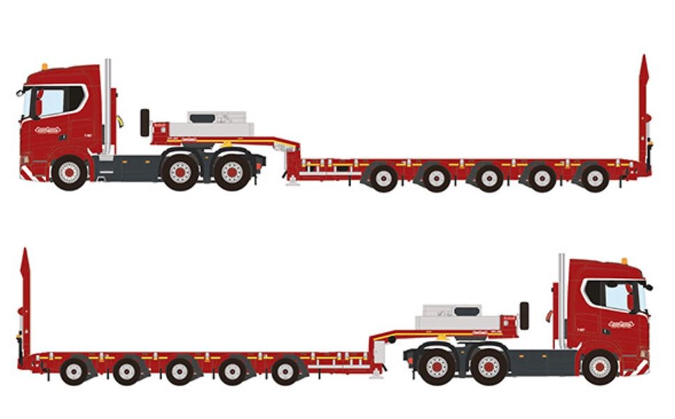 Scania R CR20 + Nooteboom Manoovr 5 Achs WSI Models Maßstab 1/50 