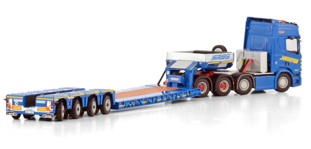 Scania R Highline CR20h 8x4 + Tieflader Havator Wsi Models 01-4383 Masstab 1/50 