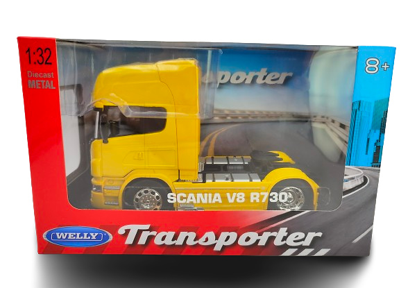 Scania V8 R730 4x2 gelb Welly 32670s escala 1/32 