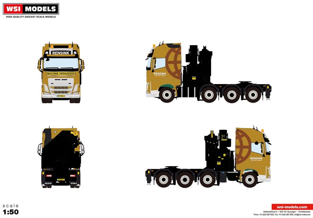 Volvo FH4 globetrotter xl + Palfinger PK78002 SH + JIB Rensink Wsi Models 3814 Masstab 1/50 