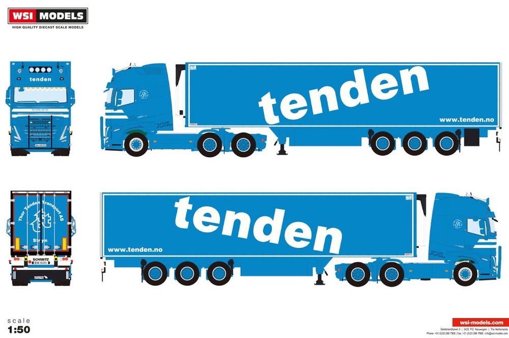 Volvo FH5 GL XXL + Kühlaufleger - Tenden Wsi Models 01-4647 Maßstab 1:50 