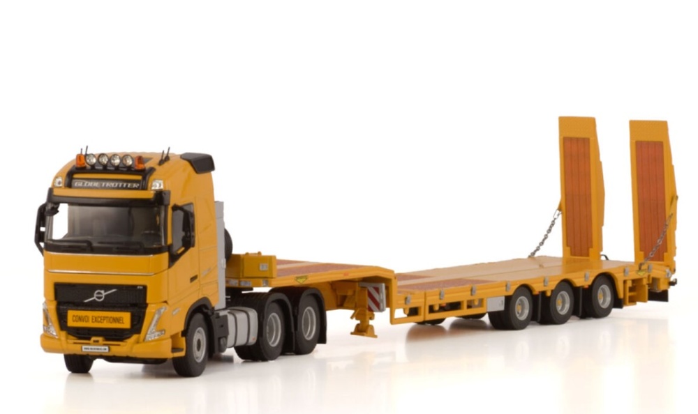 Volvo FH5 Globetrotter + Tieflader mit Rampen - Wsi Models 04-2207 Maßstab 1:50 