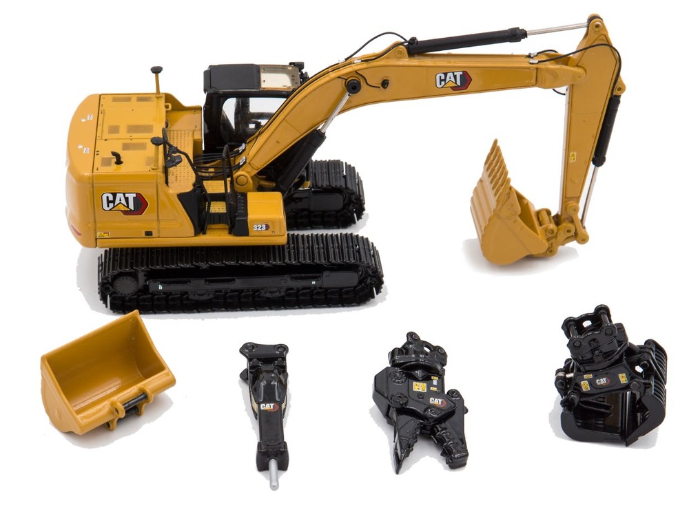 Cat 323 Hydraulic Excavator with 4 new work-tools - Next Generation Diecast Masters 85657 scale 1/50 