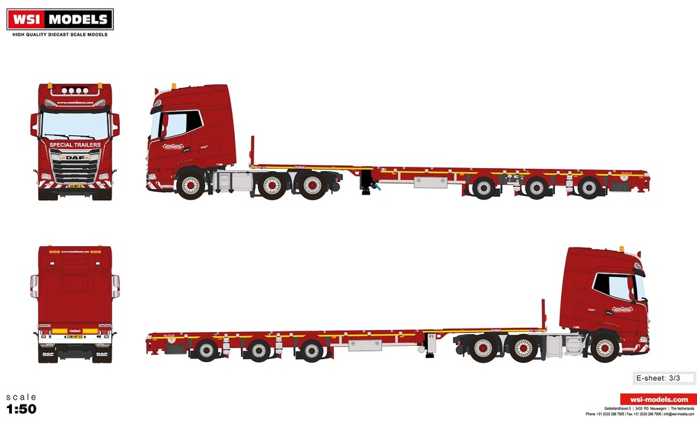 DAF XG+ with Nooteboom mega trailer Wsi Models 607.33.73 scale1/50 