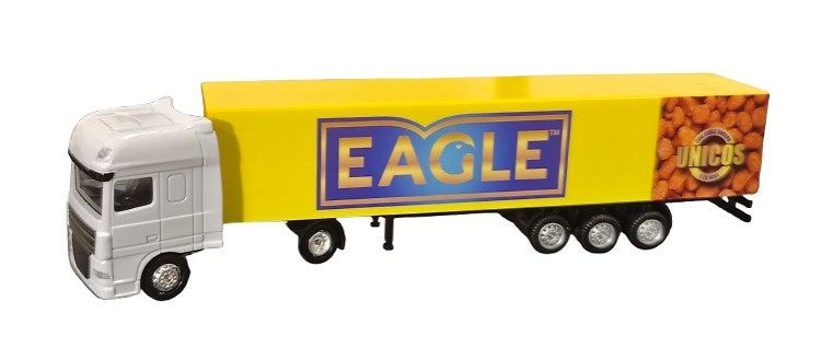 Daf XF truck + closed box, Eagle in 1/87th scale (without rear-view mirrors) 