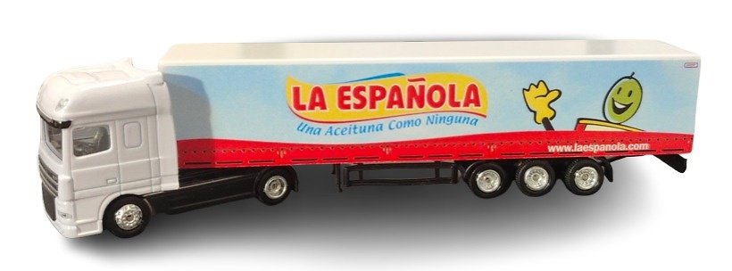 Daf XF truck + closed box, La Española in 1/87th scale (without rear-view mirrors) 