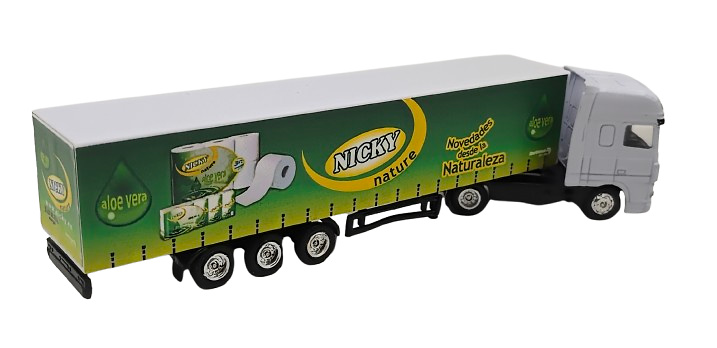 Daf XF truck + closed box, Nicky Nature in 1/87th scale (without rear-view mirrors) 