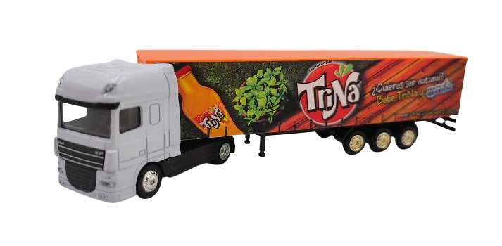 Daf XF truck + closed box, Trina in 1/87th scale (without rear-view mirrors) 