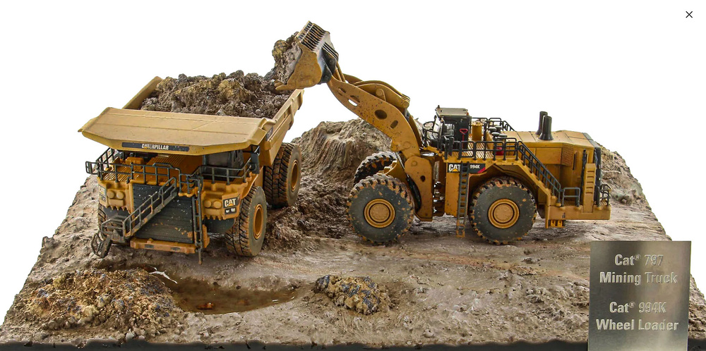 Diorama Weathered 994K Wheel Loader & CAT 797 Mining Truck Diecast Masters 85762 scale 1/125 