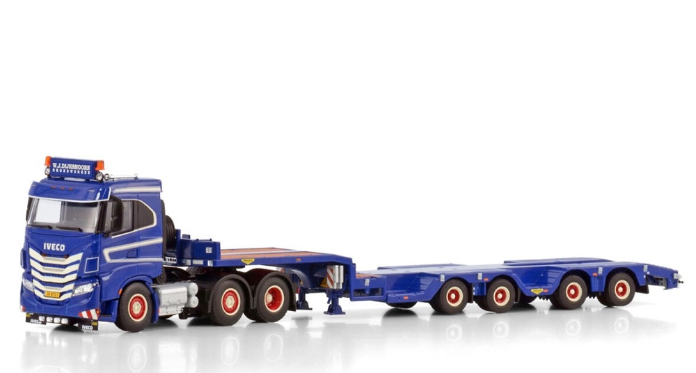 Iveco S-Way 6x2 + 4-axle twin-steer semi-trailer W.J. Dijkshoorn Grondwerken WSI Models 01-4468 scale 1/50 