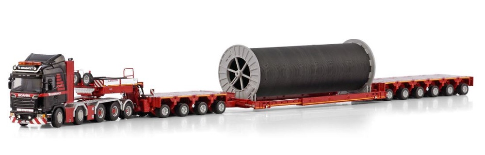 Mammoet Scania R Highline 8x4 with Scheuerle axle + cable reel as load Wsi Models scale 1/50 