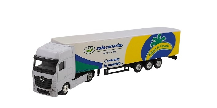 Mercedes Actros truck + closed box, Plátano de Canarias to 1/87th scale (without rear-view mirrors) 