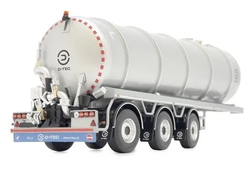 Miniature grey 3-axle tank trailer D-tec Marge Models 2326-03 scale 1/32 