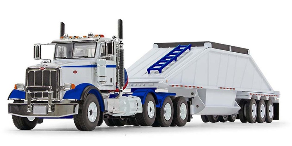 Peterbilt Model 367 with Bottom Dump Trailer in White and Surf Blue 1:50 scale First Gear 