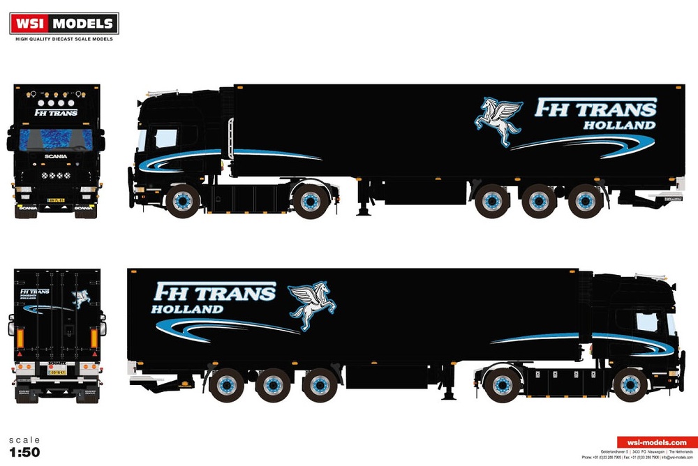 Scania 4 Topline + reefer trailer FH Trans Wsi Models 01-4640 scale 1/50 