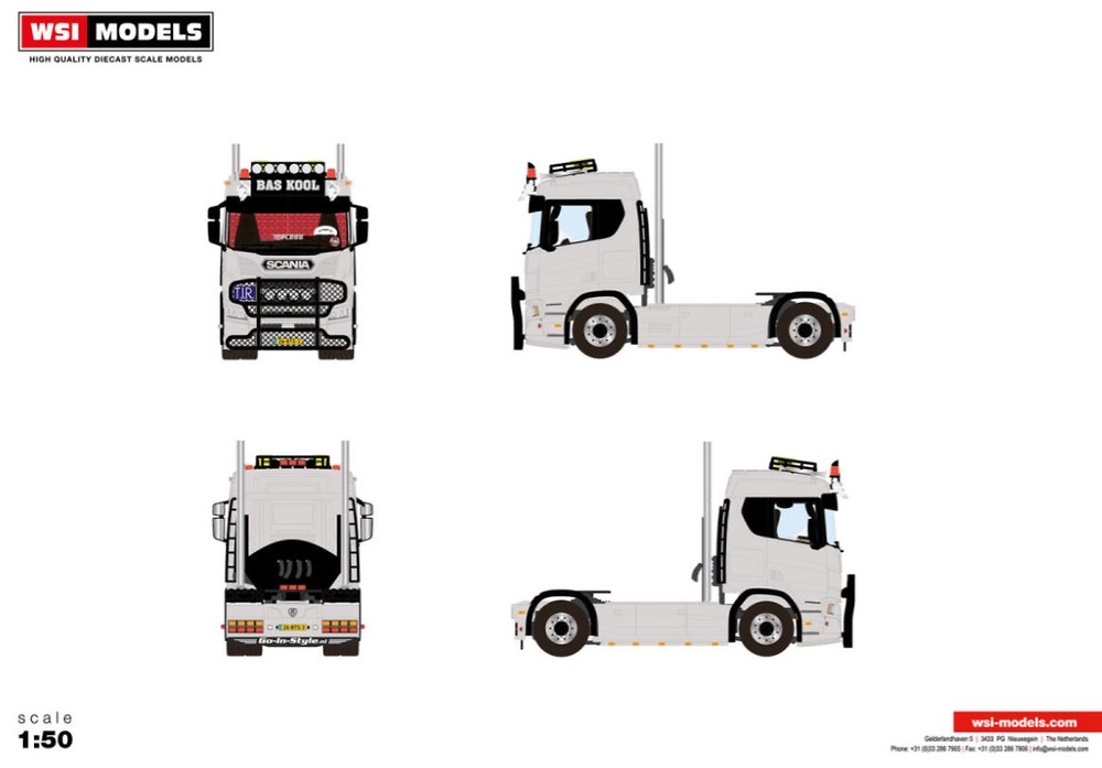 Scania R normal CR20N 4x2 Bas Kool Wsi Models 01-4423 scale 1/50 