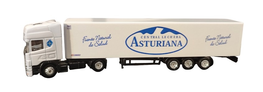 Scania truck + closed box, Central Lechera Asturiana to scale 1/87 (without rear-view mirrors) 