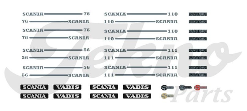 Sticker set Scania type 56-76-110-111 Tekno 88249 scale 1/50 