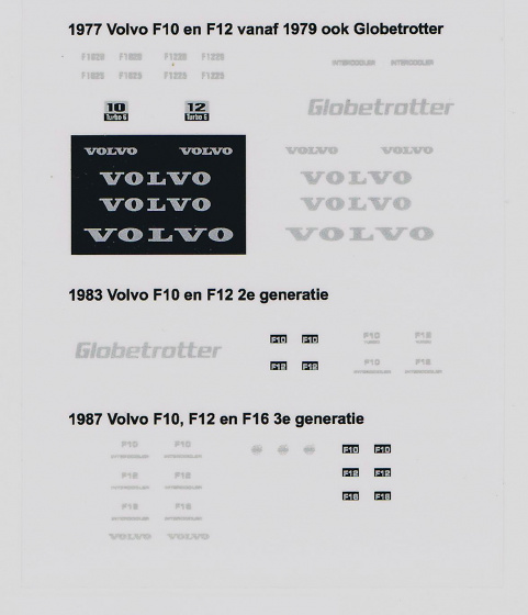 Volvo F10/12/16 stickers set Tekno 80550 scale 1/50 