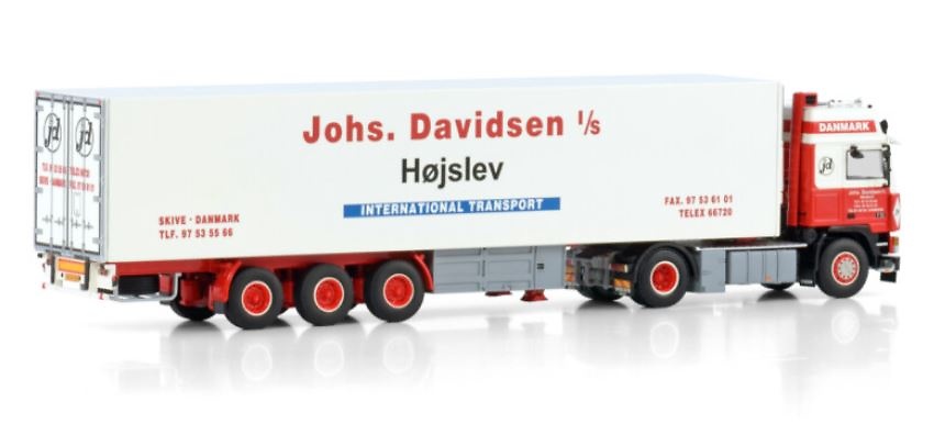 Volvo F12 Globetrotter + reefer trailer Johs Davidsen Wsi Models 01-4490 scale 1/50 