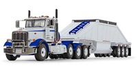 Peterbilt Model 367 with Bottom Dump Trailer in White and Surf Blue 1:50 scale First Gear