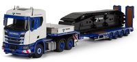 Scania XT with semi low loader Nooteboom MCOS Tadano Imc Models 80-1031 scale 1/50