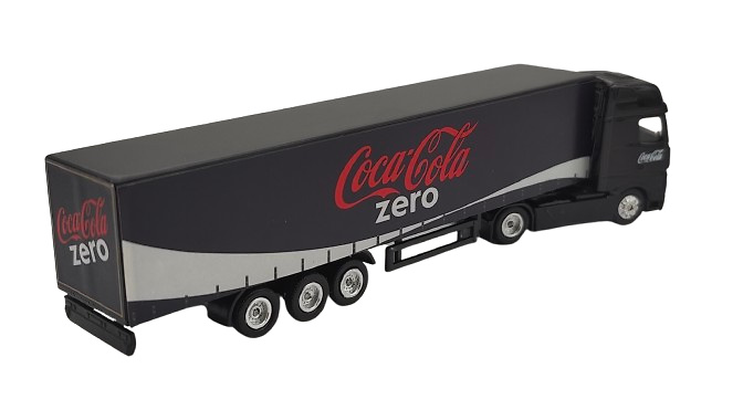 Camión Mercedes Actros + caja cerrada, Coca Cola Zero a escala 1/87 (sin espejos retrovisores) 