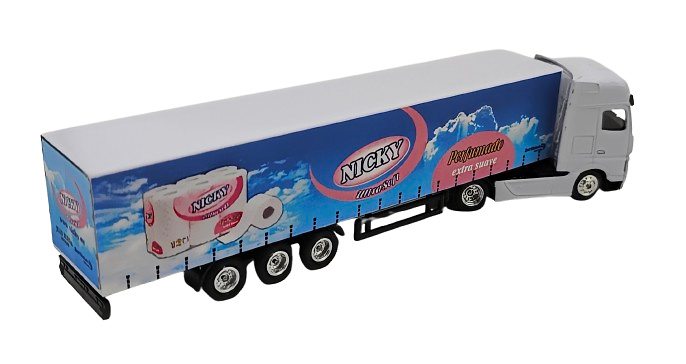 Camión Mercedes Actros + caja cerrada, Nicky Extra Suave a escala 1/87 (sin espejos retrovisores) 