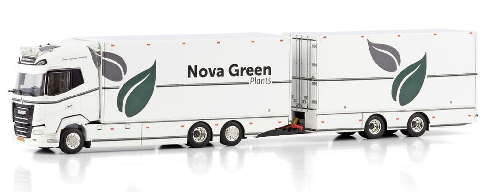 Daf XG rígido refrigerado + remolque 2 ejes Nova Green Plants Wsi Models 01-4409 escala 1/50 