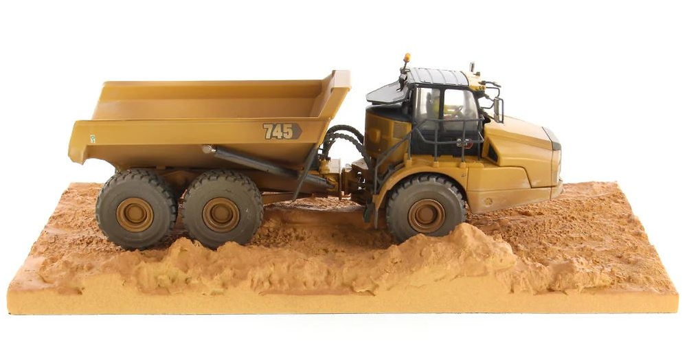 Miniatura Dumper Articulado Cat 745 ensuciado +diorama Diecast Masters 85704 escala 1/50 