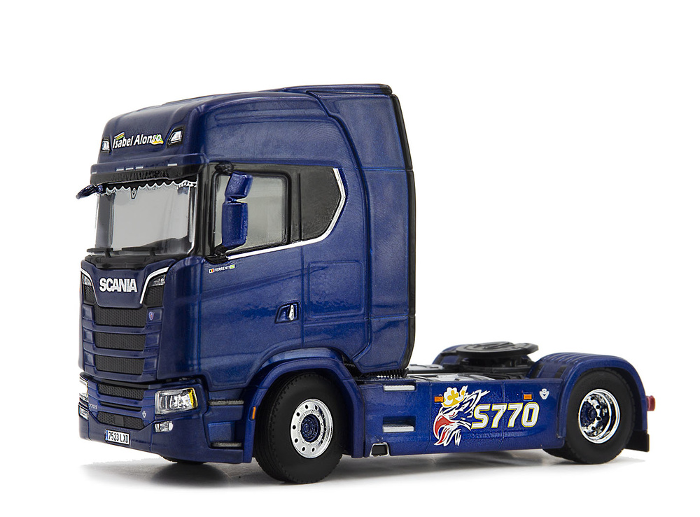 Miniatura camion Scania S Highline 4x2 CS20H + remolque refrigerado Isabel Alonso Wsi Models 01-4352 escala 1/50 