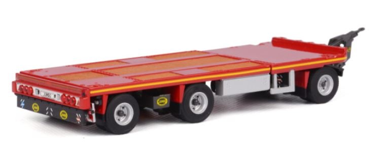 Remolque Plataforma extensible roja 3 ejes Wsi Models B.V. 04-1143 escala 1/50 