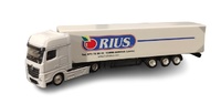 Camión Mercedes Actros + caja cerrada, Frutas Rius a escala 1/87 (sin espejos retrovisores)