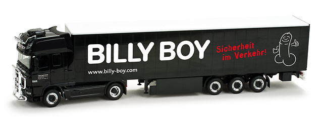 DAF XF 105 SSC curtain canvas semitrailer Billy Boy, Herpa 1/87